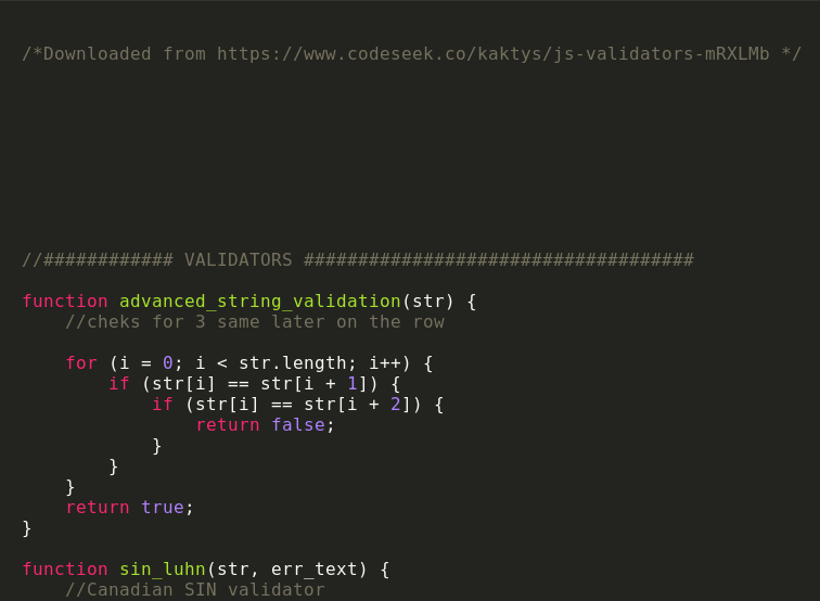 validator code on codeseek.co
